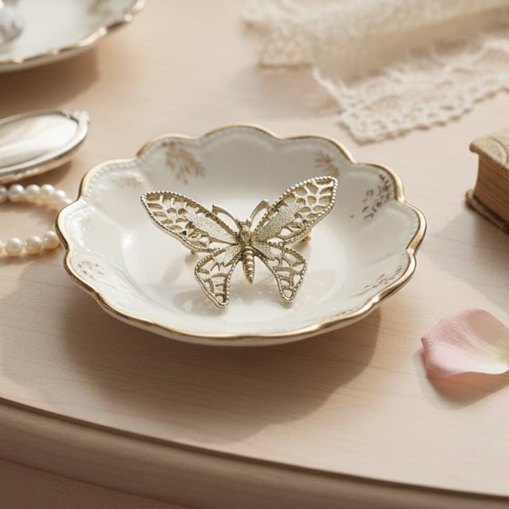 Vintage 1970's Sarah Coventry Butterfly Brooch Pin Gold Tone